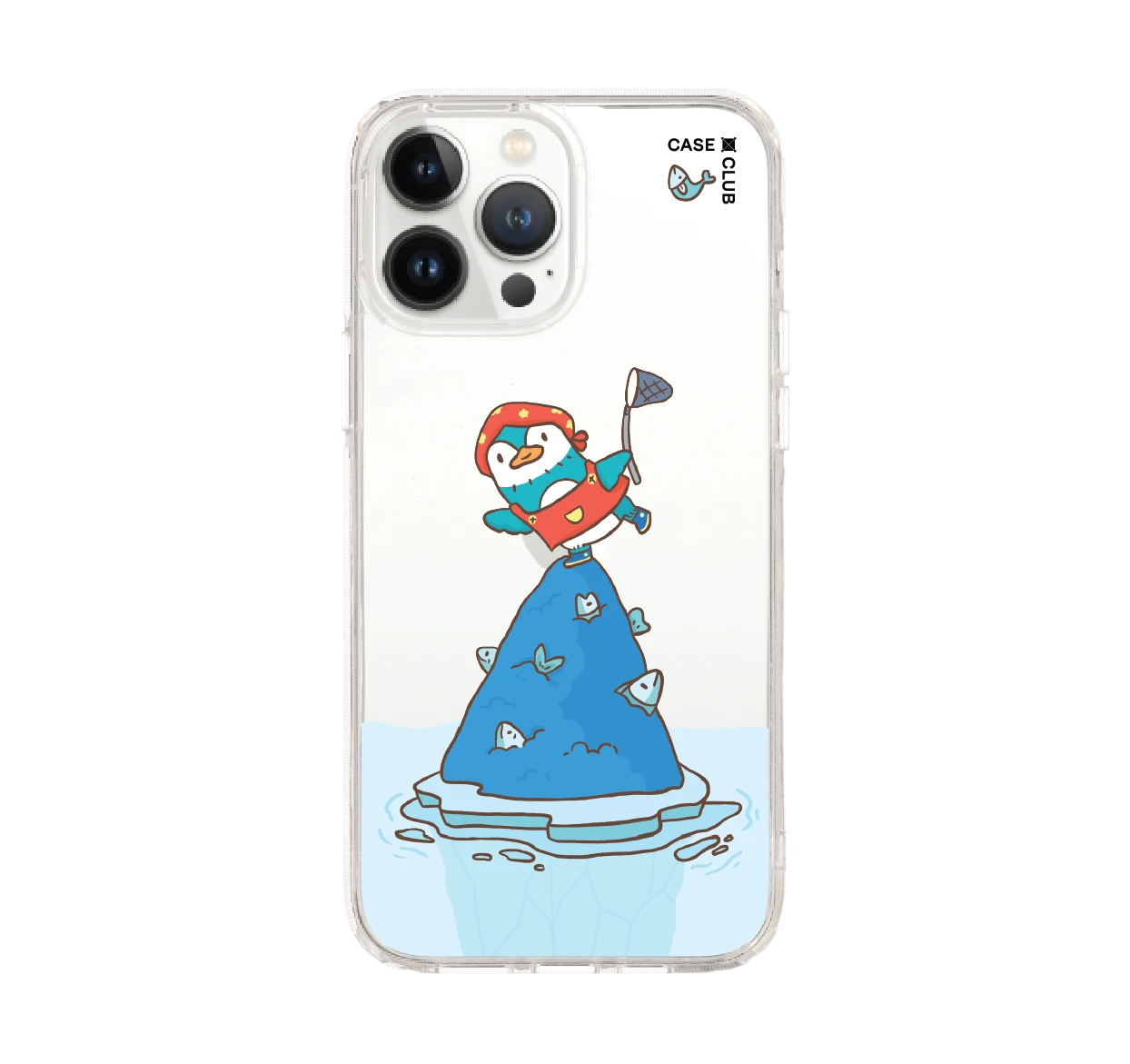 iphone 12/ 13 pro max clear case iceberg penguin
